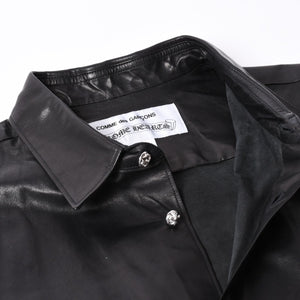Like new COMME des GARCONS × CHROMEHEARTS COMME des GARCONS Chrome Hearts Leather Short Sleeve Shirt Size S Used 4a001735