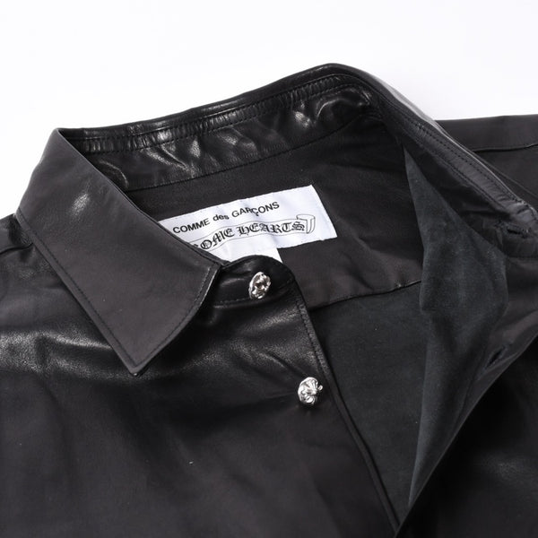 Like new COMME des GARCONS × CHROMEHEARTS COMME des GARCONS Chrome Hearts Leather Short Sleeve Shirt Size S Used 4a001735