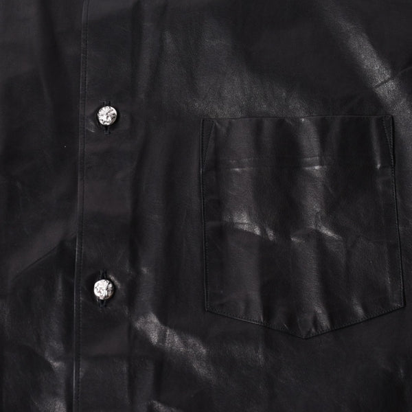 Like new COMME des GARCONS × CHROMEHEARTS COMME des GARCONS Chrome Hearts Leather Short Sleeve Shirt Size S Used 4a001735
