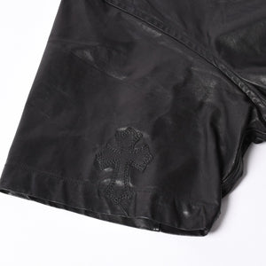 Like new COMME des GARCONS × CHROMEHEARTS COMME des GARCONS Chrome Hearts Leather Short Sleeve Shirt Size S Used 4a001735