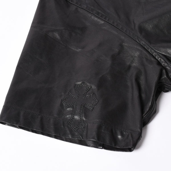 Like new COMME des GARCONS × CHROMEHEARTS COMME des GARCONS Chrome Hearts Leather Short Sleeve Shirt Size S Used 4a001735