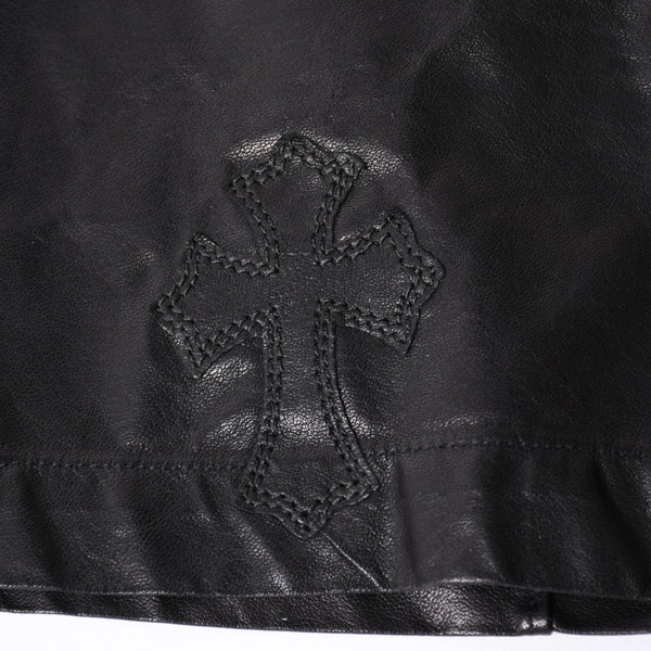 Like new COMME des GARCONS × CHROMEHEARTS COMME des GARCONS Chrome Hearts Leather Short Sleeve Shirt Size S Used 4a001735
