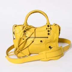 BALENCIAGA CLASSIC MINI CITY 2WAY bag 300295 Leather Yellow Good Condition Used 4a001650
