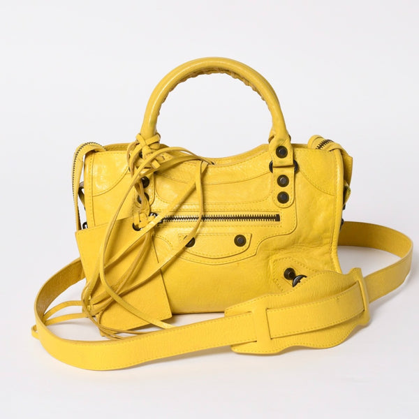 BALENCIAGA CLASSIC MINI CITY 2WAY bag 300295 Leather Yellow Good Condition Used 4a001650