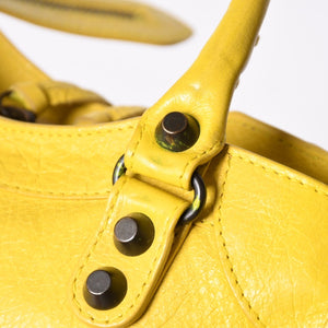 BALENCIAGA CLASSIC MINI CITY 2WAY bag 300295 Leather Yellow Good Condition Used 4a001650