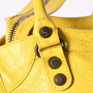 BALENCIAGA CLASSIC MINI CITY 2WAY bag 300295 Leather Yellow Good Condition Used 4a001650