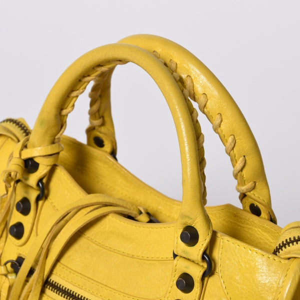 BALENCIAGA CLASSIC MINI CITY 2WAY bag 300295 Leather Yellow Good Condition Used 4a001650