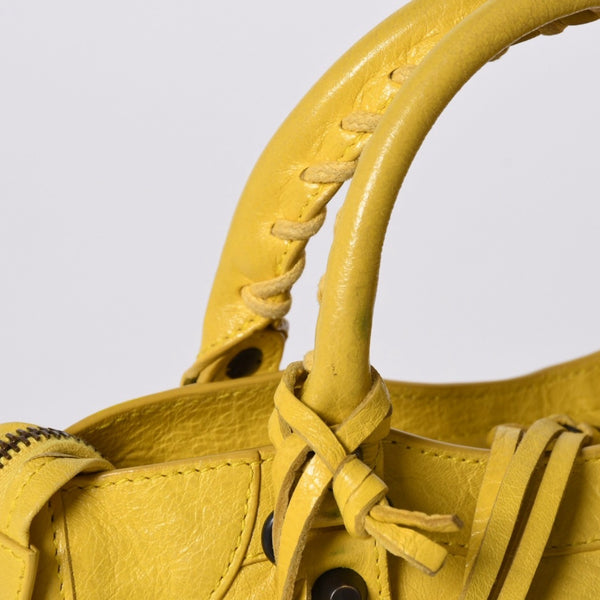 BALENCIAGA CLASSIC MINI CITY 2WAY bag 300295 Leather Yellow Good Condition Used 4a001650