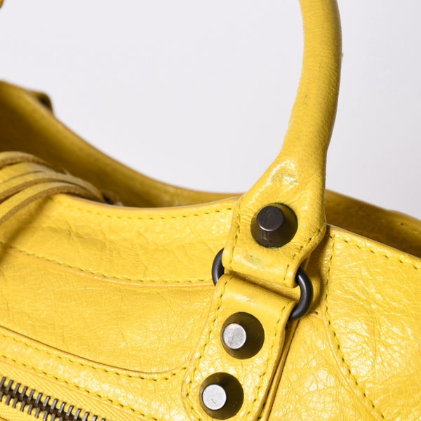 BALENCIAGA CLASSIC MINI CITY 2WAY bag 300295 Leather Yellow Good Condition Used 4a001650