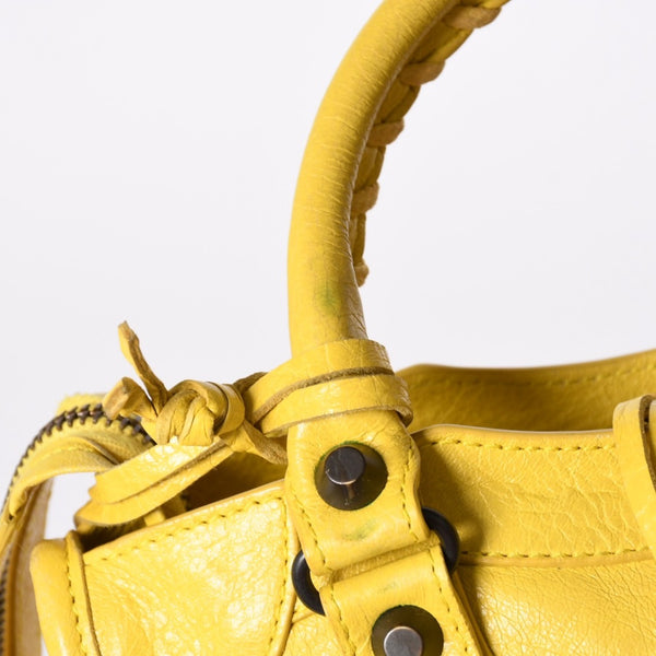 BALENCIAGA CLASSIC MINI CITY 2WAY bag 300295 Leather Yellow Good Condition Used 4a001650