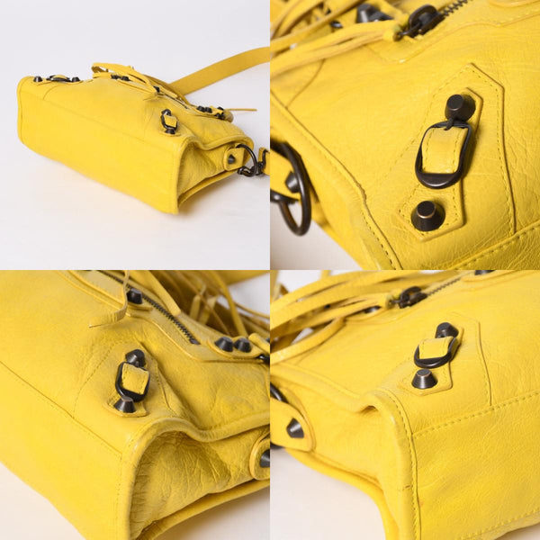 BALENCIAGA CLASSIC MINI CITY 2WAY bag 300295 Leather Yellow Good Condition Used 4a001650