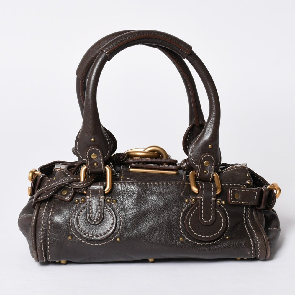 CHLOE クロエ パディントン ハンドバッグ BROWN ブラウン レザー 02-07-51-5191 ゴールド金具 美品 中古 4a001668