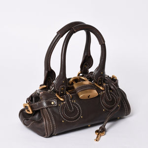 CHLOE Chloe Paddington handbag BROWN brown leather 02-07-51-5191 Gold hardware Good condition Used 4a001668