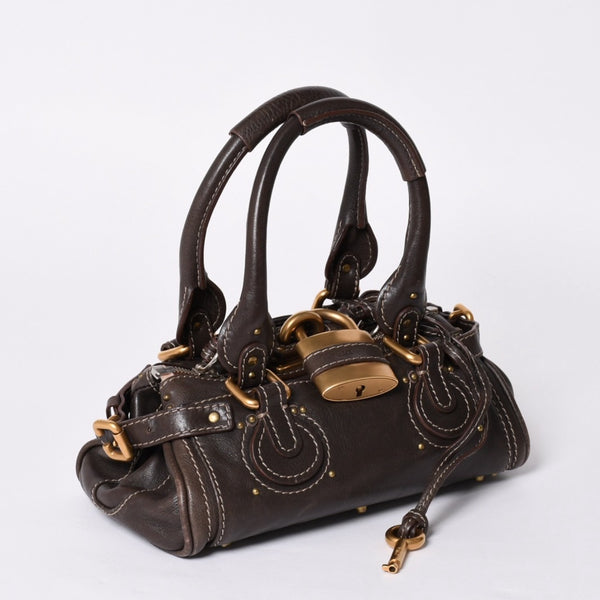 CHLOE Chloe Paddington handbag BROWN brown leather 02-07-51-5191 Gold hardware Good condition Used 4a001668