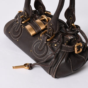 CHLOE Chloe Paddington handbag BROWN brown leather 02-07-51-5191 Gold hardware Good condition Used 4a001668