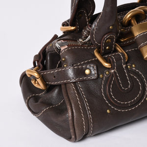CHLOE Chloe Paddington handbag BROWN brown leather 02-07-51-5191 Gold hardware Good condition Used 4a001668