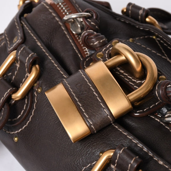CHLOE Chloe Paddington handbag BROWN brown leather 02-07-51-5191 Gold hardware Good condition Used 4a001668