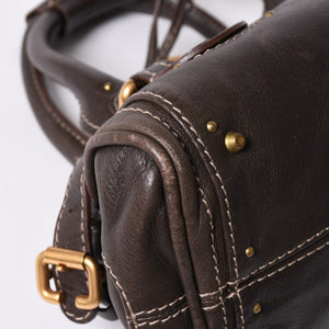 CHLOE Chloe Paddington handbag BROWN brown leather 02-07-51-5191 Gold hardware Good condition Used 4a001668