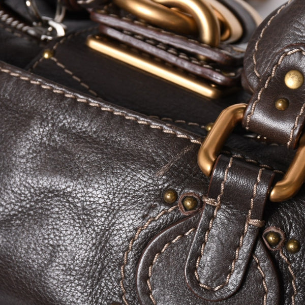 CHLOE Chloe Paddington handbag BROWN brown leather 02-07-51-5191 Gold hardware Good condition Used 4a001668