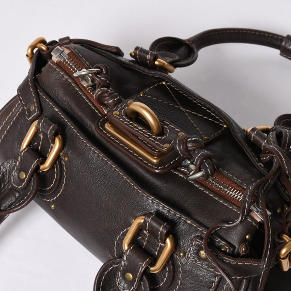 CHLOE Chloe Paddington handbag BROWN brown leather 02-07-51-5191 Gold hardware Good condition Used 4a001668