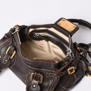 CHLOE Chloe Paddington handbag BROWN brown leather 02-07-51-5191 Gold hardware Good condition Used 4a001668
