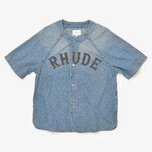 画像をギャラリービューアに読み込む, 極美品 Rhude ルード ベースボールデニムシャツ インディゴ XSサイズ ラグランスリーブ デニム生地 美品 中古 4a001745
