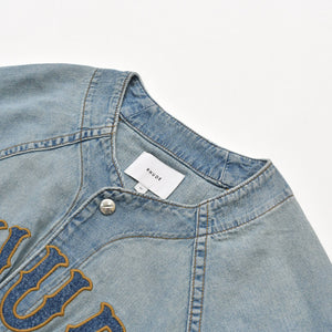 Very Good Condition Rhude Baseball Denim Shirt Indigo XS Size Raglan Sleeve Denim Fabric Good Condition Used 4a001745