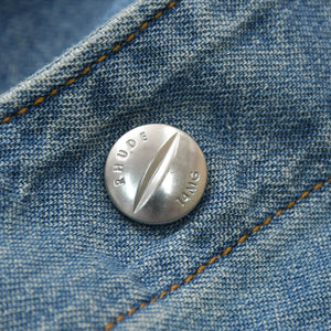 Very Good Condition Rhude Baseball Denim Shirt Indigo XS Size Raglan Sleeve Denim Fabric Good Condition Used 4a001745