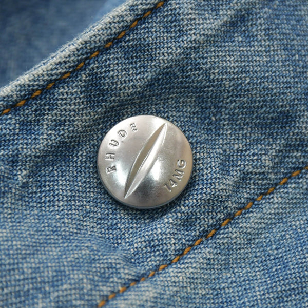 Very Good Condition Rhude Baseball Denim Shirt Indigo XS Size Raglan Sleeve Denim Fabric Good Condition Used 4a001745