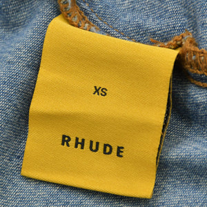 Very Good Condition Rhude Baseball Denim Shirt Indigo XS Size Raglan Sleeve Denim Fabric Good Condition Used 4a001745
