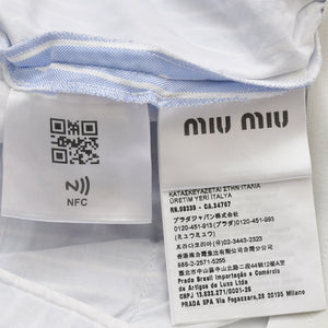Very Good Condition MIUMIU Shorts Striped Shorts MP1549 Size 36 Logo Patch Blue Used 4a001754