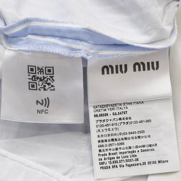 Very Good Condition MIUMIU Shorts Striped Shorts MP1549 Size 36 Logo Patch Blue Used 4a001754