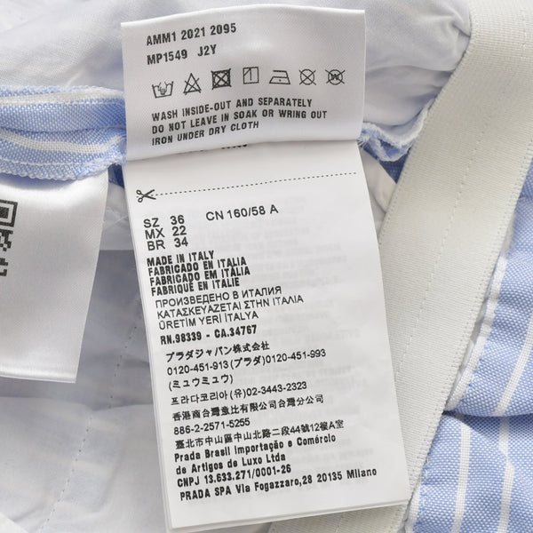 Very Good Condition MIUMIU Shorts Striped Shorts MP1549 Size 36 Logo Patch Blue Used 4a001754