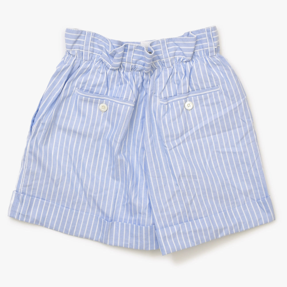 極美品 MIUMIU ミュウミュウ ショーツ ストライプ ショートパンツ MP1549 サイズ36 ロゴパッチ ブルー 中古 4a001754