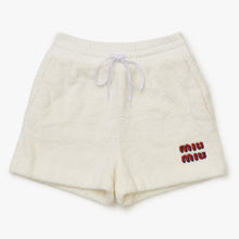 画像をギャラリービューアに読み込む, 極美品 MIUMIU ミュウミュウ ショーツ ボアショートパンツ MJP274 サイズ36 ロゴパッチ アイボリー 中古 4a001755