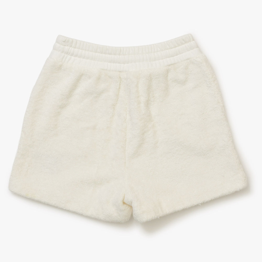極美品 MIUMIU ミュウミュウ ショーツ ボアショートパンツ MJP274 サイズ36 ロゴパッチ アイボリー 中古 4a001755