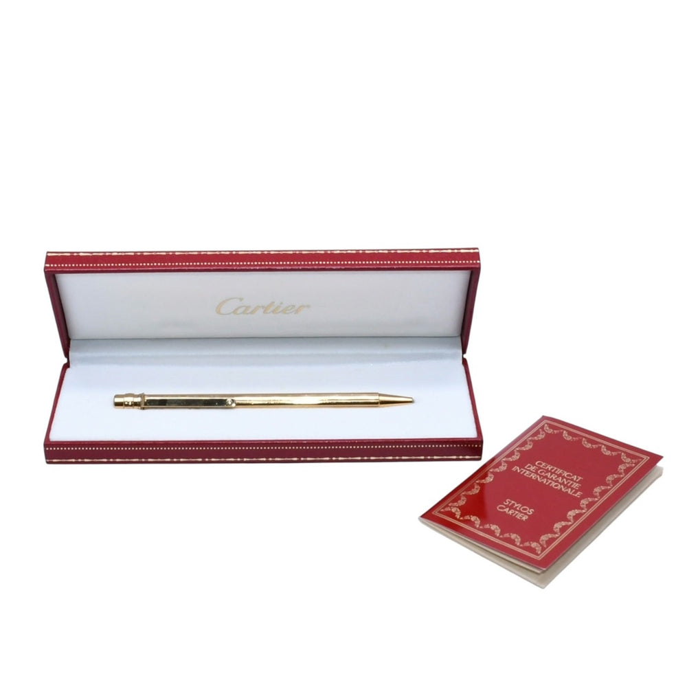 CARTIER カルティエ MUST Ⅱ PEN マスト Ⅱ ボールペン ST150090 プロペリング ゴドロン ゴールド メタル GP 美品 中古 4a001566
