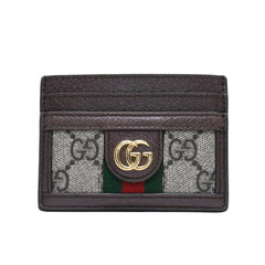Very Good Condition GUCCI Ophidia Card Case GG Supreme Canvas Pass Case Brown Used 4a001710