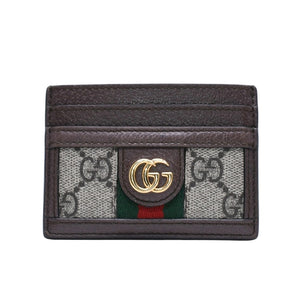 Very Good Condition GUCCI Ophidia Card Case GG Supreme Canvas Pass Case Brown Used 4a001710