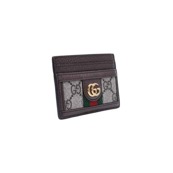 Very Good Condition GUCCI Ophidia Card Case GG Supreme Canvas Pass Case Brown Used 4a001710
