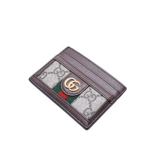 Very Good Condition GUCCI Ophidia Card Case GG Supreme Canvas Pass Case Brown Used 4a001710