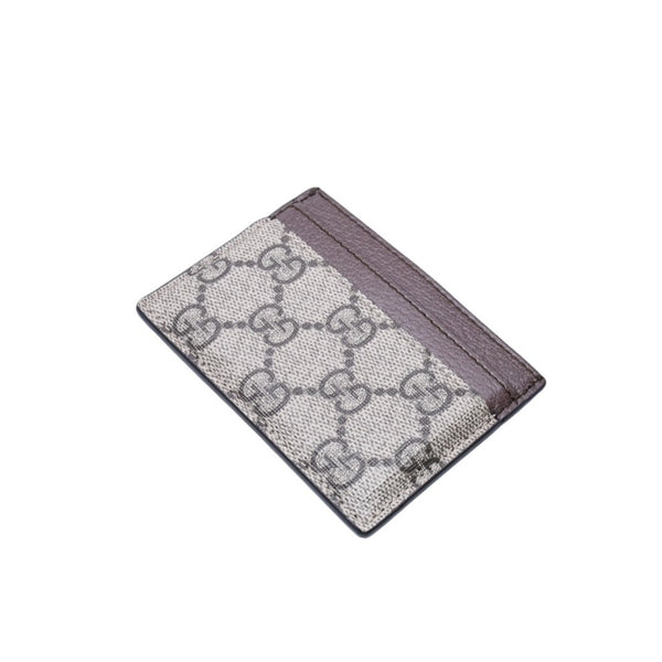Very Good Condition GUCCI Ophidia Card Case GG Supreme Canvas Pass Case Brown Used 4a001710