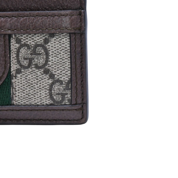 Very Good Condition GUCCI Ophidia Card Case GG Supreme Canvas Pass Case Brown Used 4a001710