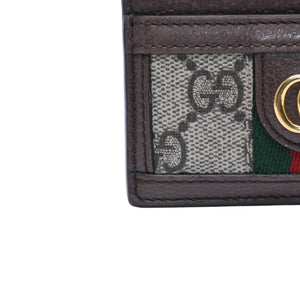 Very Good Condition GUCCI Ophidia Card Case GG Supreme Canvas Pass Case Brown Used 4a001710