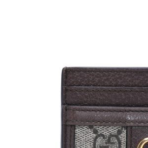 Very Good Condition GUCCI Ophidia Card Case GG Supreme Canvas Pass Case Brown Used 4a001710