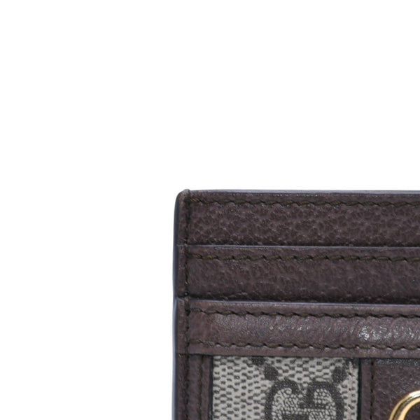 Very Good Condition GUCCI Ophidia Card Case GG Supreme Canvas Pass Case Brown Used 4a001710