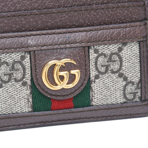Very Good Condition GUCCI Ophidia Card Case GG Supreme Canvas Pass Case Brown Used 4a001710