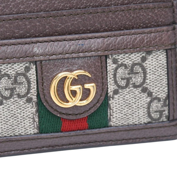 Very Good Condition GUCCI Ophidia Card Case GG Supreme Canvas Pass Case Brown Used 4a001710