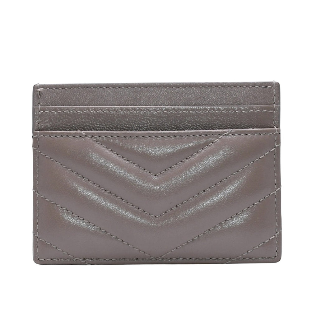 極美品 YVES SAINT LAURENT イヴサンローラン モノグラムカードケース GNC423291 レザー ベージュ ゴールド金具 中古 4a001709