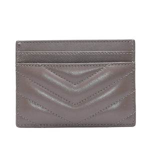 Very Good Condition YVES SAINT LAURENT Yves Saint Laurent Monogram Card Case GNC423291 Leather Beige Gold Hardware Used 4a001709